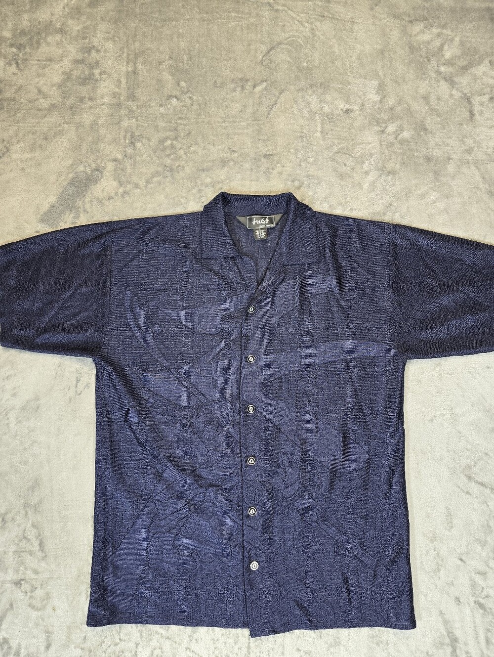 Vintage Trust Couture Collection Textured Mesh Anime Button Up Shirt Size Large